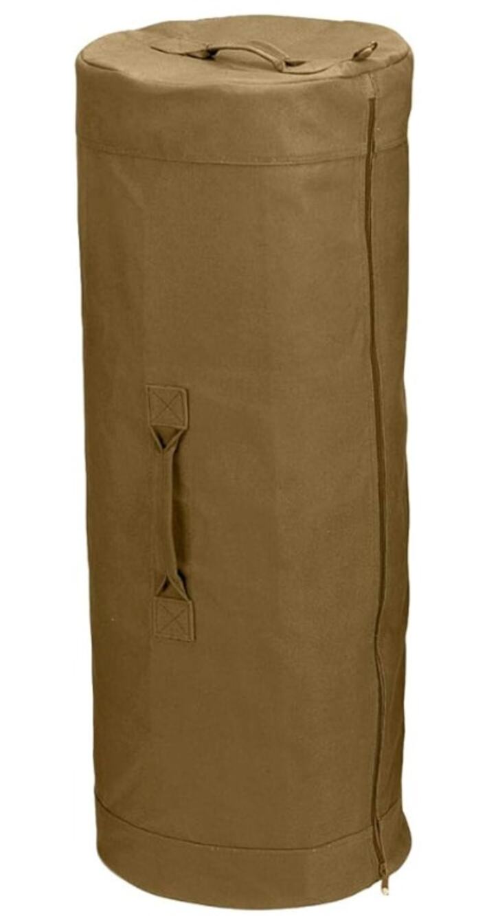Heavyweight Cotton Canvas Duffle Bag with Side Zipper, Carryall- Standard Size